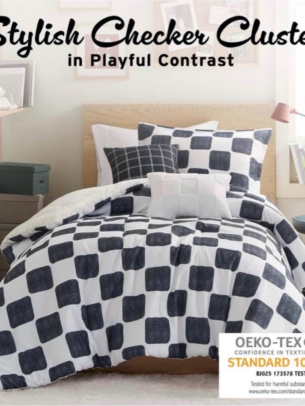Checker Cluster Black and White Comforter Set Twin XL NEW